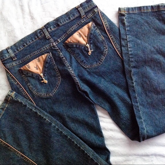 y2k Playboy Flare Jeans SOLD ON DEPOP :) - Picture 3 of 6